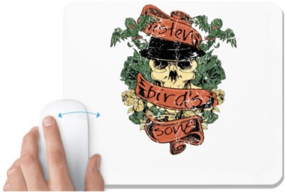 UDNAG White Mousepad 'Cap skull and listen bird song' for Computer / PC / Laptop [230 x 200 x 5mm] Mousepad(White)