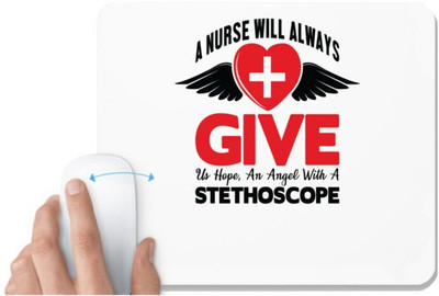 UDNAG White Mousepad 'Nurse | A nurse will always give us hope an angel with stethscope' for Computer / PC / Laptop [230 x 200 x 5mm] Non Slip Base Mousepad(White)