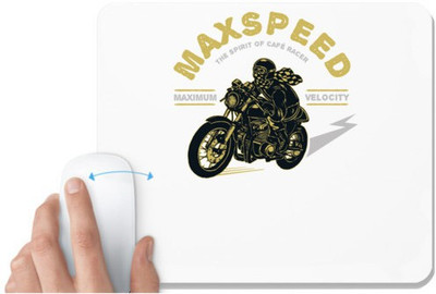 UDNAG White Mousepad 'max Speed and Motor cycle' for Computer / PC / Laptop [230 x 200 x 5mm] Non Slip Base Mousepad(White)