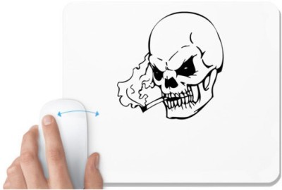 UDNAG White Mousepad 'Death | Skull Smoking Skills' for Computer / PC / Laptop [230 x 200 x 5mm] Mousepad(White)