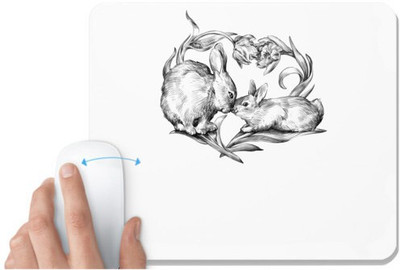 UDNAG White Mousepad 'Rabbit | Rabbit and love' for Computer / PC / Laptop [230 x 200 x 5mm] Mousepad(White)