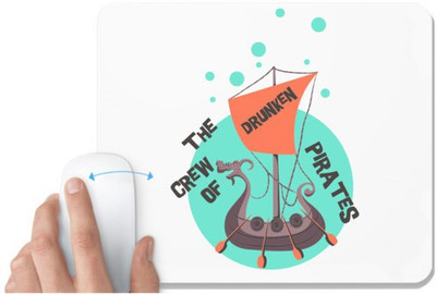 UDNAG White Mousepad 'Pirates | The Crew of Drunken pirates' for Computer / PC / Laptop [230 x 200 x 5mm] Non Slip Base Mousepad(White)