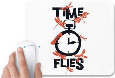 UDNAG White Mousepad 'Fun time | Time Flies' for Computer / PC / Laptop [230 x 200 x 5mm] Mousepad(White)
