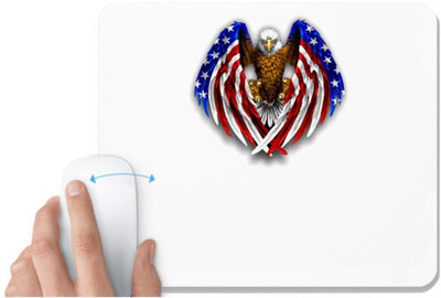 UDNAG White Mousepad 'Flag | Bald Eagle American Flag' for Computer / PC / Laptop [230 x 200 x 5mm] Mousepad(White)