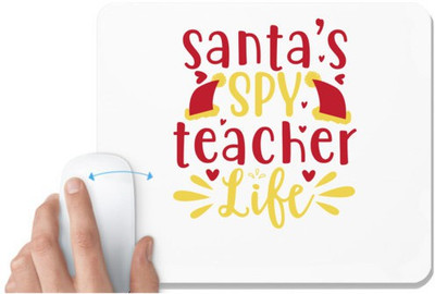 UDNAG White Mousepad 'Christmas Santa | santa's spy teacher life' for Computer / PC / Laptop [230 x 200 x 5mm] Non Slip Base Mousepad(White)
