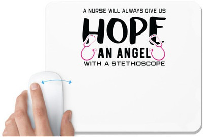 UDNAG White Mousepad 'Nurse | Hope and angel with the stethoscope' for Computer / PC / Laptop [230 x 200 x 5mm] Non Slip Base Mousepad(White)