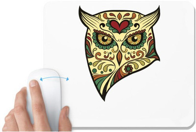 UDNAG White Mousepad 'Illustration | Owl illustration' for Computer / PC / Laptop [230 x 200 x 5mm] Non Slip Base Mousepad(White)