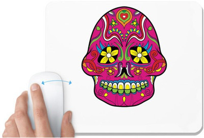 UDNAG White Mousepad 'Illustration | Pink Sugar Skull' for Computer / PC / Laptop [230 x 200 x 5mm] Mousepad(White)