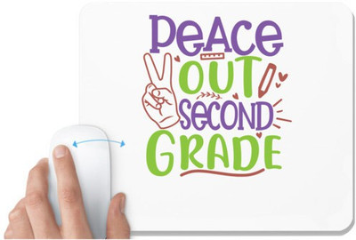 UDNAG White Mousepad 'School Teacher | peace out 2nd grade' for Computer / PC / Laptop [230 x 200 x 5mm] Non Slip Base Mousepad(White)