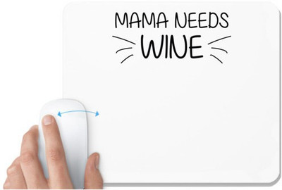 UDNAG White Mousepad 'Christmas Santa | MAMA NEEDS WINE' for Computer / PC / Laptop [230 x 200 x 5mm] Non Slip Base Mousepad(White)