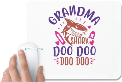 UDNAG White Mousepad 'Shark | grandma shark doo doo' for Computer / PC / Laptop [230 x 200 x 5mm] Non Slip Base Mousepad(White)