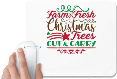 UDNAG White Mousepad 'Christmas Santa | farm fresh christmas trees cut & carry-01' for Computer / PC / Laptop [230 x 200 x 5mm] Non Slip Base Mousepad(White)