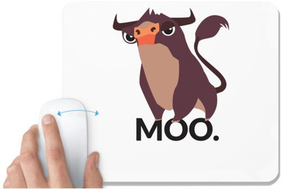 UDNAG White Mousepad 'Cartoon | Bull moo' for Computer / PC / Laptop [230 x 200 x 5mm] Mousepad(White)