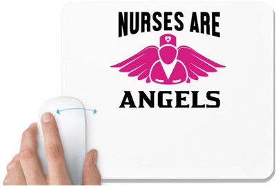 UDNAG White Mousepad 'Nurse | Nurses are angel' for Computer / PC / Laptop [230 x 200 x 5mm] Non Slip Base Mousepad(White)