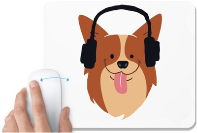 UDNAG White Mousepad 'Cat Music | Cat listning Music' for Computer / PC / Laptop [230 x 200 x 5mm] Non Slip Base Mousepad(White)