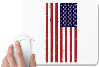 UDNAG White Mousepad 'Amerikan Flag | American Flag' for Computer / PC / Laptop [230 x 200 x 5mm] Mousepad(White)