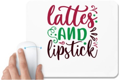 UDNAG White Mousepad 'lattes and lipstick' for Computer / PC / Laptop [230 x 200 x 5mm] Mousepad(White)