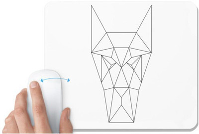 UDNAG White Mousepad 'Geometry | Dog Head Geometry' for Computer / PC / Laptop [230 x 200 x 5mm] Non Slip Base Mousepad(White)