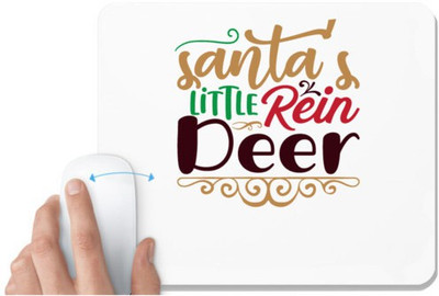 UDNAG White Mousepad 'Christmas Santa | santa's little rein deer' for Computer / PC / Laptop [230 x 200 x 5mm] Non Slip Base Mousepad(White)