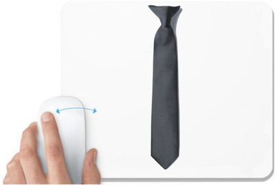 UDNAG White Mousepad 'Tie | Black neck tie' for Computer / PC / Laptop [230 x 200 x 5mm] Non Slip Base Mousepad(White)