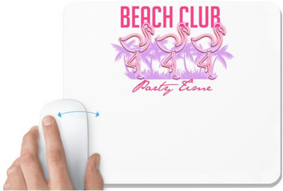 UDNAG White Mousepad 'Party Time | Beach club party time' for Computer / PC / Laptop [230 x 200 x 5mm] Non Slip Base Mousepad(White)