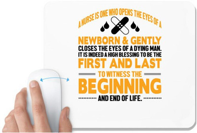 UDNAG White Mousepad 'Nurse | First and last beginning and end of life' for Computer / PC / Laptop [230 x 200 x 5mm] Mousepad(White)