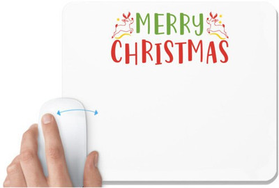 UDNAG White Mousepad 'Merry christmas' for Computer / PC / Laptop [230 x 200 x 5mm] Non Slip Base Mousepad(White)