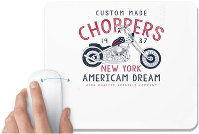 UDNAG White Mousepad 'Choppers Bike | Custom Made Choppers American Dream' for Computer / PC / Laptop [230 x 200 x 5mm] Non Slip Base Mousepad(White)