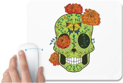 UDNAG White Mousepad 'Illustration | Butterfly Head Sugar Skull' for Computer / PC / Laptop [230 x 200 x 5mm] Mousepad(White)