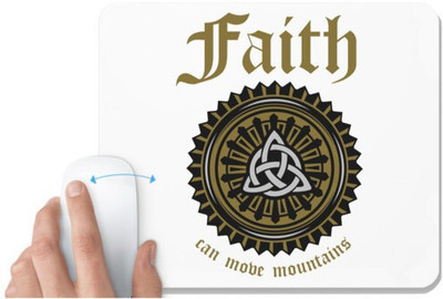 UDNAG White Mousepad 'Faith | Can move mountains' for Computer / PC / Laptop [230 x 200 x 5mm] Non Slip Base Mousepad(White)