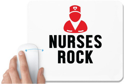 UDNAG White Mousepad 'Nurse | Nurses rock' for Computer / PC / Laptop [230 x 200 x 5mm] Non Slip Base Mousepad(White)