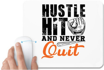 UDNAG White Mousepad 'Quit | Hustle Hit And Never Quit' for Computer / PC / Laptop [230 x 200 x 5mm] Mousepad(White)