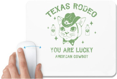 UDNAG White Mousepad 'American Cowboy | Texas Rodeo you are lucky American Cowboy' for Computer / PC / Laptop [230 x 200 x 5mm] Non Slip Base Mousepad(White)