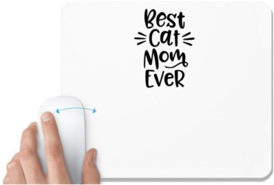 UDNAG White Mousepad 'Mom | Best cat mom ever' for Computer / PC / Laptop [230 x 200 x 5mm] Mousepad(White)