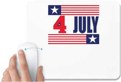 UDNAG White Mousepad 'American Independance Day | Happy 4th july' for Computer / PC / Laptop [230 x 200 x 5mm] Non Slip Base Mousepad(White)