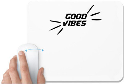 UDNAG White Mousepad 'Good Vibes | good vibes' for Computer / PC / Laptop [230 x 200 x 5mm] Non Slip Base Mousepad(White)