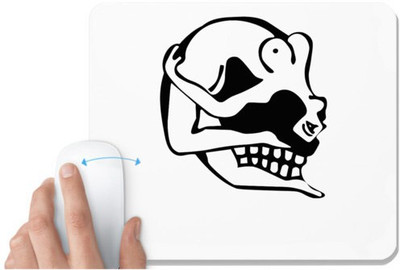 UDNAG White Mousepad 'Death | Black & white Skull' for Computer / PC / Laptop [230 x 200 x 5mm] Non Slip Base Mousepad(White)