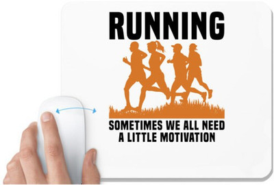 UDNAG White Mousepad 'Running | Running' for Computer / PC / Laptop [230 x 200 x 5mm] Non Slip Base Mousepad(White)
