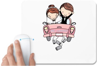 UDNAG White Mousepad 'Couple wedding | Just Married' for Computer / PC / Laptop [230 x 200 x 5mm] Mousepad(White)