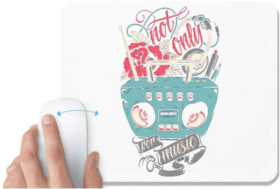 UDNAG White Mousepad 'Not only for music | Radio, Rose, Music, Pen, Pencil' for Computer / PC / Laptop [230 x 200 x 5mm] Non Slip Base Mousepad(White)