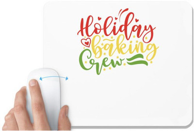 UDNAG White Mousepad 'Crew | holiday baking creww' for Computer / PC / Laptop [230 x 200 x 5mm] Non Slip Base Mousepad(White)