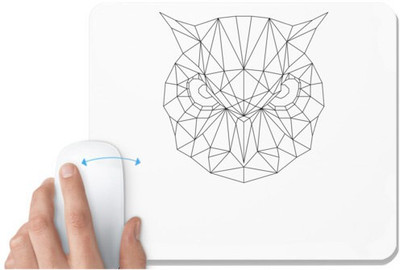 UDNAG White Mousepad 'Geometry | Owl Head Geometry' for Computer / PC / Laptop [230 x 200 x 5mm] Mousepad(White)