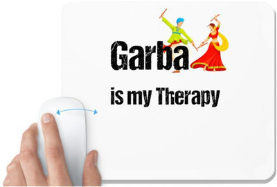 UDNAG White Mousepad 'Gujju | garba is my Therapy' for Computer / PC / Laptop [230 x 200 x 5mm] Non Slip Base Mousepad(White)