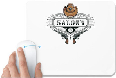 UDNAG White Mousepad 'Death | Hat Gun Saloon' for Computer / PC / Laptop [230 x 200 x 5mm] Non Slip Base Mousepad(White)