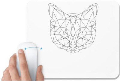 UDNAG White Mousepad 'Geometry | Cat Head' for Computer / PC / Laptop [230 x 200 x 5mm] Mousepad(White)