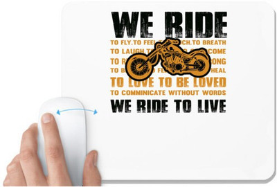 UDNAG White Mousepad 'Rider | We ride to live' for Computer / PC / Laptop [230 x 200 x 5mm] Non Slip Base Mousepad(White)