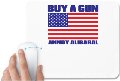 UDNAG White Mousepad 'American Flag | Buy a gun Annoy alibaral' for Computer / PC / Laptop [230 x 200 x 5mm] Mousepad(White)