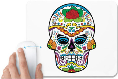 UDNAG White Mousepad 'Illustration | Black Blue eye Sugar Skull' for Computer / PC / Laptop [230 x 200 x 5mm] Non Slip Base Mousepad(White)