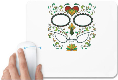 UDNAG White Mousepad 'Illustration | Red Sugar Skull Design' for Computer / PC / Laptop [230 x 200 x 5mm] Mousepad(White)