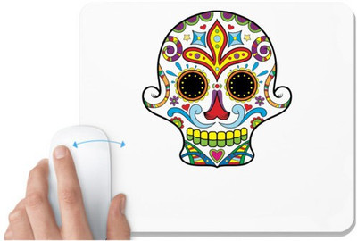 UDNAG White Mousepad 'Illustration | Violet Sugar Skull' for Computer / PC / Laptop [230 x 200 x 5mm] Non Slip Base Mousepad(White)